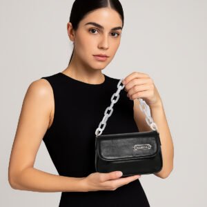 ESBEDA Black Color Rectangular Flap Design Sling Bag For Women
