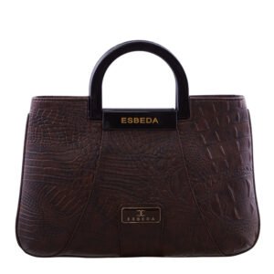 ESBEDA Dark Brown Snake Work Pu Synthetic Fabric Armbag For Women
