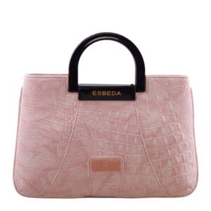 ESBEDA Light Pink Snake Work Pu Synthetic Fabric Armbag For Women