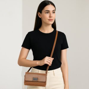 ESBEDA Tan Color Ruby Charm Wallet Slingbag For Women