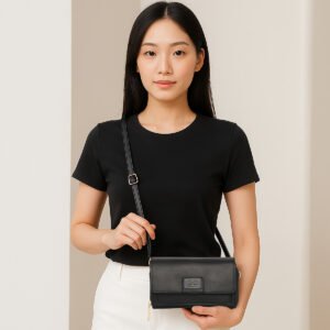 ESBEDA Black Color Ruby Charm Wallet Slingbag For Women