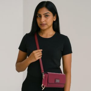 ESBEDA Maroon Color Ruby Charm Wallet Slingbag For Women