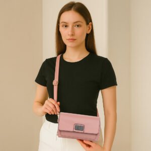ESBEDA Peach Color Ruby Charm Wallet Slingbag For Women