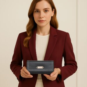 ESBEDA Black Color Classic Stitch Wallet For Women