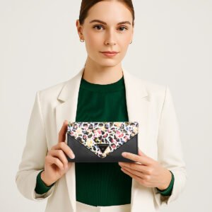 ESBEDA Black Color Floral Envelope Wallet For Women