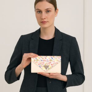 ESBEDA Cream Color Floral Envelope Wallet For Women