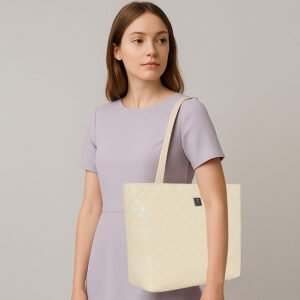 ESBEDA Cream Color Quilted Luxe Handbag For Women