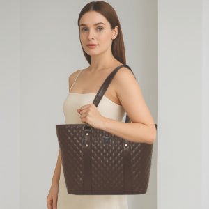 ESBEDA Brown Colour Quilted Classic Pattern Handbag For Women