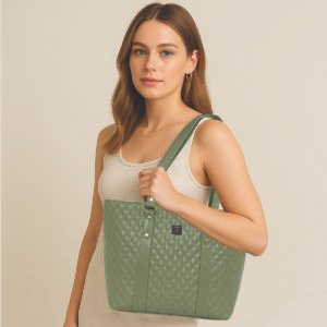 ESBEDA Olive Colour Quilted Classic Pattern Handbag For Women