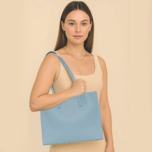 ESBEDA Light Blue Colour Classic Structured Tote Handbag For Women