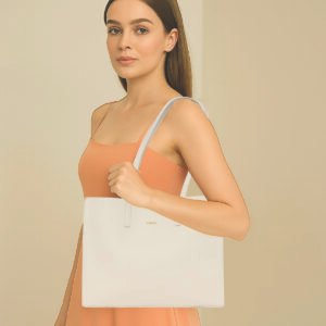 ESBEDA Cream  Colour Classic Structured Tote Handbag For Women