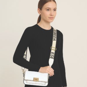 ESBEDA White Colour Luxe Stitch-Detail Sling Bag For Women