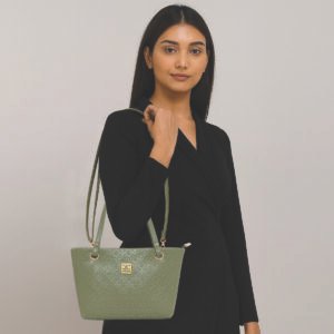 ESBEDA Olive Colour Petite Floral Embossed Handbag For Women