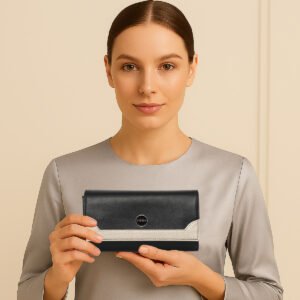 ESBEDA Black Colour Classic Bi-Tone Wallet For Women