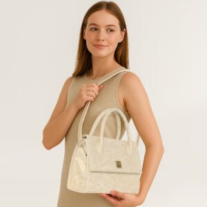 ESBEDA White Gold Colour Croco Texture Handbag  For Women