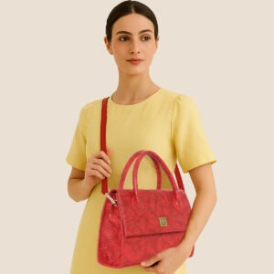 ESBEDA Red Colour Croco Texture Handbag  For Women