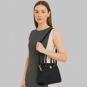 ESBEDA Black Colour Structured Satchel Handbag For Women