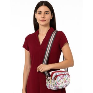 ESBEDA Red Colour Bloom Print Sling Bag For Women