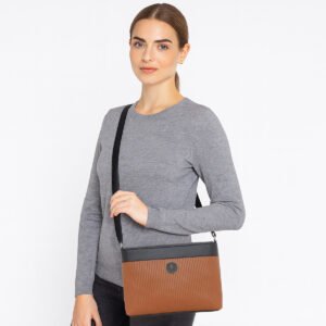 ESBEDA Tan Colour Dual-Tone Striped Sling bag For Women