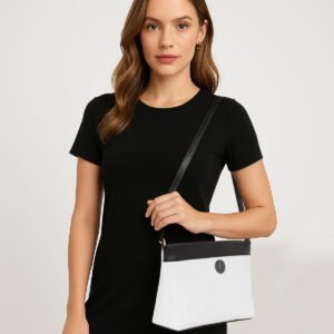 ESBEDA White Colour Dual-Tone Striped Sling bag For Women