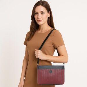 ESBEDA Maroon Colour Dual-Tone Striped Sling bag For Women
