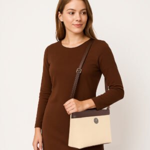 ESBEDA Beige Colour Dual-Tone Striped Sling bag For Women