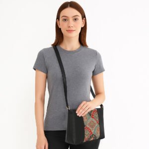 ESBEDA Black Colour Ethnic Print Panel Sling Bag For Women