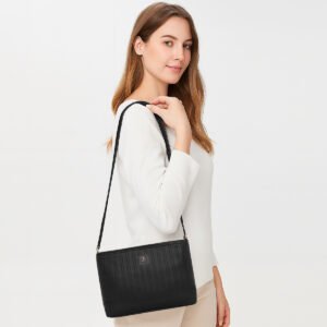 ESBEDA Black Colour Dual-Tone Textured Sling Bag For Women