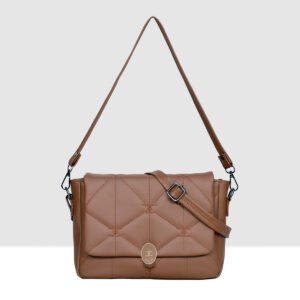 ESBEDA Tan Color Logo Embroidered Sling Bag For Women