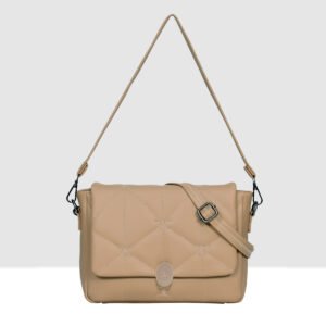 ESBEDA Tan Color Logo Embroidered Sling Bag For Women