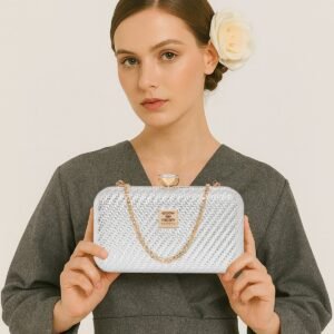 ESBEDA Silver Color Sparkle Luxe Women?s Clutch For Womens