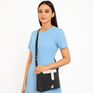 ESBEDA Black Megan Colorblock Top Zip Sling Bag For Women