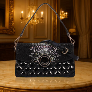 Esbeda Black Color Glam Shine Crystal Party Sling Bag