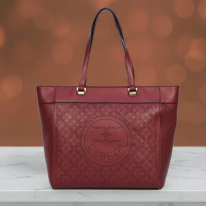 ESBEDA Wine Color Prime Emboss Tote Handbag For Womens