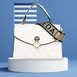 Esbeda White Heart-Stitch Handbag