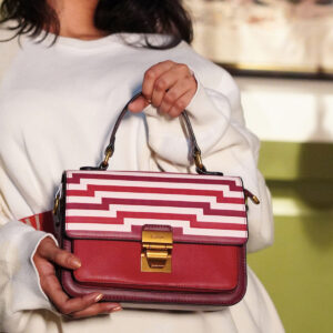 Esbeda Maroon Color Chevron Handbag