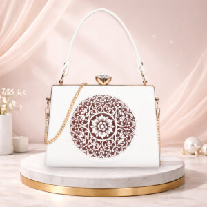 ESBEDA White Color Artisan circle Clutch for womens