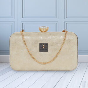 ESBEDA Gold Color Dual-Shade Luxe Box Clutch For Womens