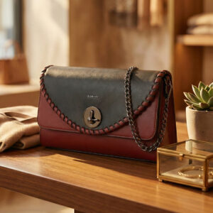 ESBEDA Maroon Black colour Luna Stitch Flap Slingbag for womens