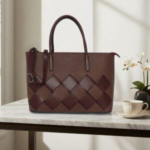 ESBEDA Burgundy colour Weave Lux Structured Handbag for womens