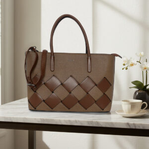 ESBEDA Brown colour Weave Lux Structured Handbag for womens