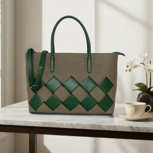 ESBEDA Green colour Weave Lux Structured Handbag for womens