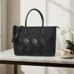 ESBEDA Black colour Weave Lux Structured Handbag for womens