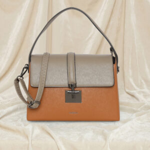 ESBEDA Tan pink color Clara Lock Flap Handbag For Womens