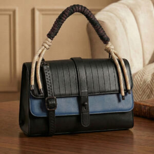 ESBEDA Black Blue Color Celeste Rope Accent Handbag for womens