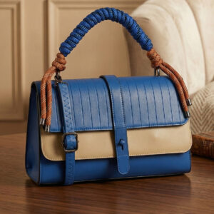 ESBEDA Blue Beige Color Celeste Rope Accent Handbag for womens