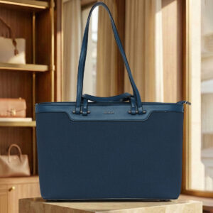 ESBEDA Navy Blue Color Duo Carry Structured Tote Handbag For Women