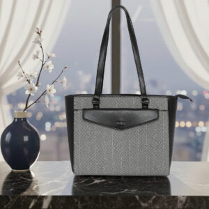 ESBEDA Black Color Herringline Classic Tote Handbag For Women