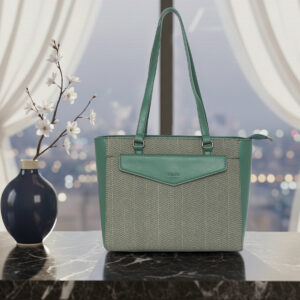 ESBEDA Green Color Herringline Classic Tote Handbag For Women