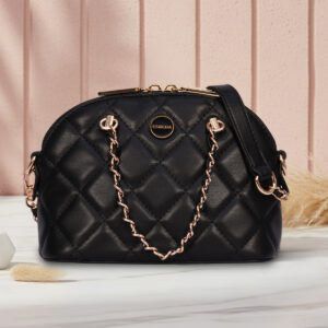 Esbeda Black Color Quilted Glam Dome Sling for women